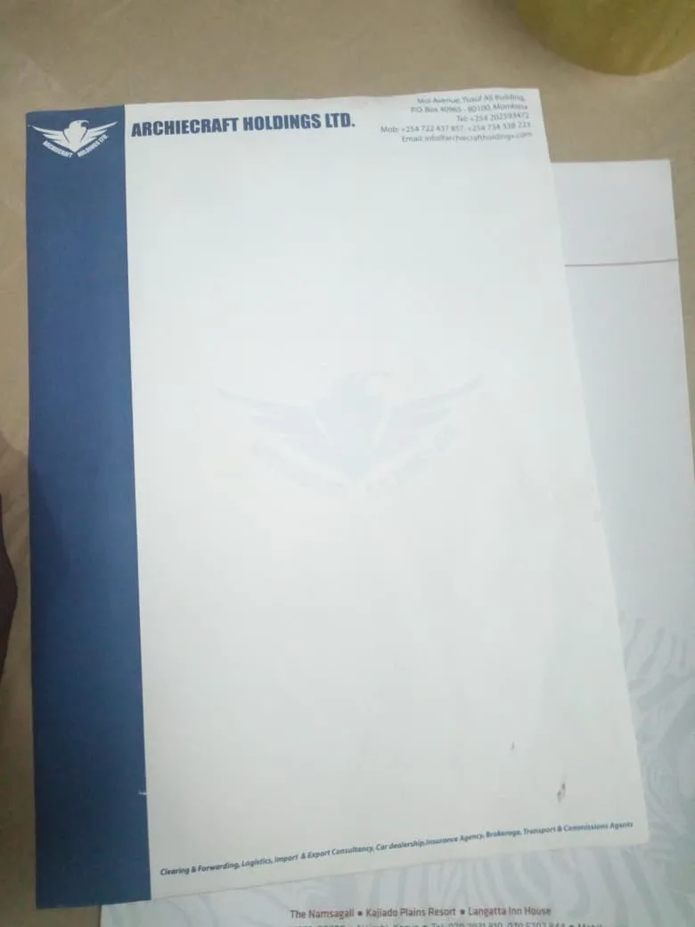 Custom letterhead printing in Nairobi, Kenya
